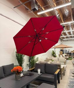 10FT 360 Degree Rotating LED Umbrella W/ Water Base *New*