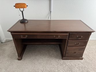 Sauder Heritage Hill Desk with black leather chair