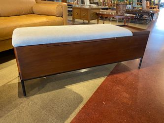 NEW! ARTICLE Thari 53″ Storage Bench in Walnut / Everest Grey