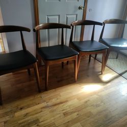 Four Pcs Chairs With Leather Seats For Sale 