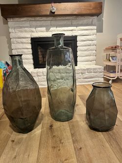3 Pier one large glass vases set