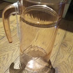 Pink Clear Glass Pitcher 