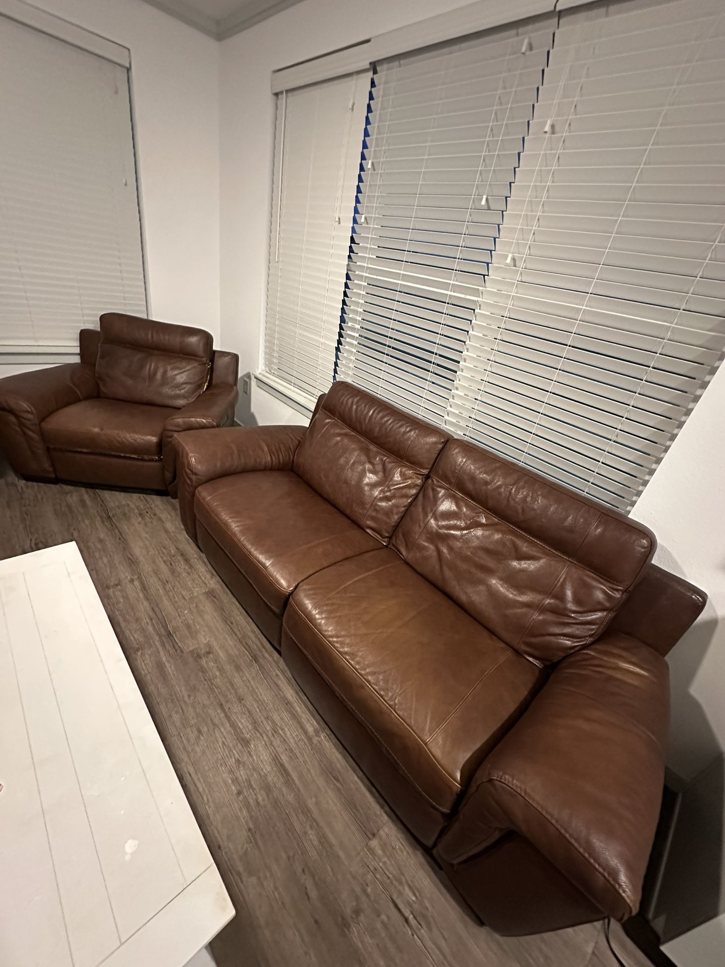 Natuzzi Reclining Leather Sofa and Armchair Set