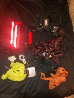 Roadside Emergency Kit – Air Compressor, Tow Rope, Ratchet Straps & More