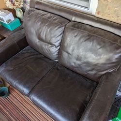 Brown leather Patio Couch 
