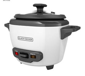 BLACK+DECKER 3-Cup Rice Cooker, RC503, 1.5-cup Uncooked Rice, Steaming Basket, Removable Non-Stick Bowl, One Touch, White