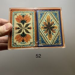 VTG Hallmark Old World Charm Double Deck Playing Cards Complete w/ Case USA Made. One pack still sealed in original plastic. 