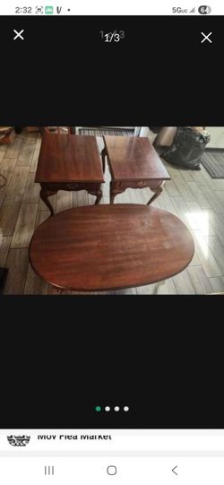 Cherry Wood Coffee Table and End Tables Set