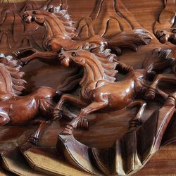 Eight horse carving pane, large size