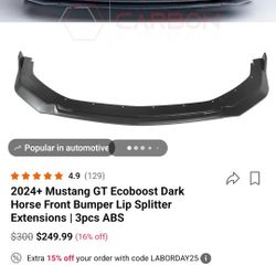2024 and 2025 Mustang GT Front Bumper Lip Splitter