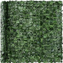  Outdoor Garden 94 x 39 -inch Artificial Faux Ivy Hedge Leaf and Vine Privacy Fence Wall Screen - Dark Green.
