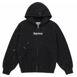 supreme x maison margiela box logo zip hoodie size small