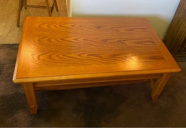 Oak Wood Coffee Table with Lower Shelf