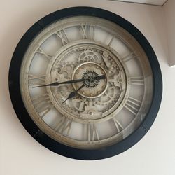 Sterling & Noble Large Gear Wall Clock – Roman Numerals – Vintage Industrial Style