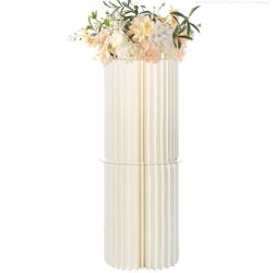 WellSign 31.5" Cylinder Pedestal Stands For Party, Paper Pillars Cylinder Stands, Foldable Cardboard Columns Cylinder Table For Balloon Arch And Round
