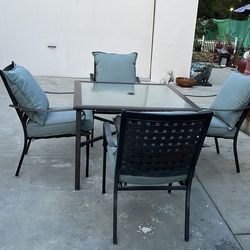 Metal Patio Set with Glass Table