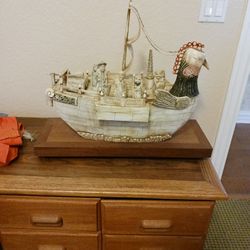 Early 20th Century Chinese Emperors Bone Rooster Boat
