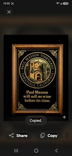 Paul Masson Vineyards mirrored bar sign