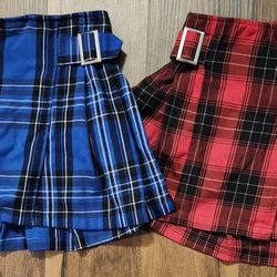 Two Justice Girls Sz 8 Plaid Skirts, One NWOT and One Very Gently Worn