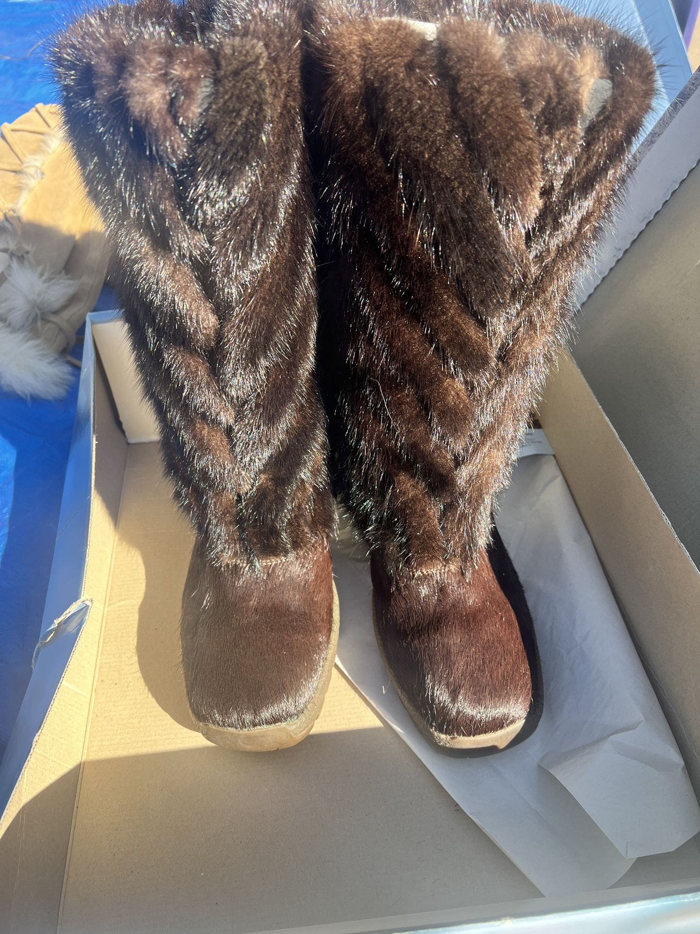NIS Air-on-feet Mink Fur Boots Size 10