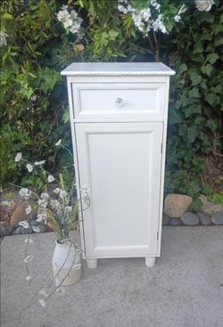 Vintage Nightstand with Drawer - Cabinet - Shelves Side Table - 15 1/2" W X 12" D X 35 1/2" T