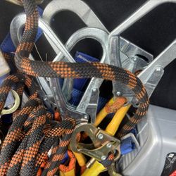 There are 4  safety harnesses or fall protection kits has the lanyards 6 foot fall protection, retractable lanyard also has the anchor brackets nailed