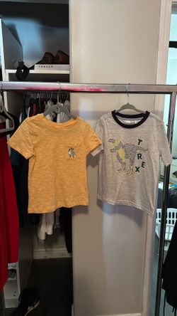 Two Dinosaur T-Shirts One the yellow one is a 3T the gray one is a 4T