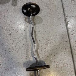 Curling Bar With (2) 25lb Plates 