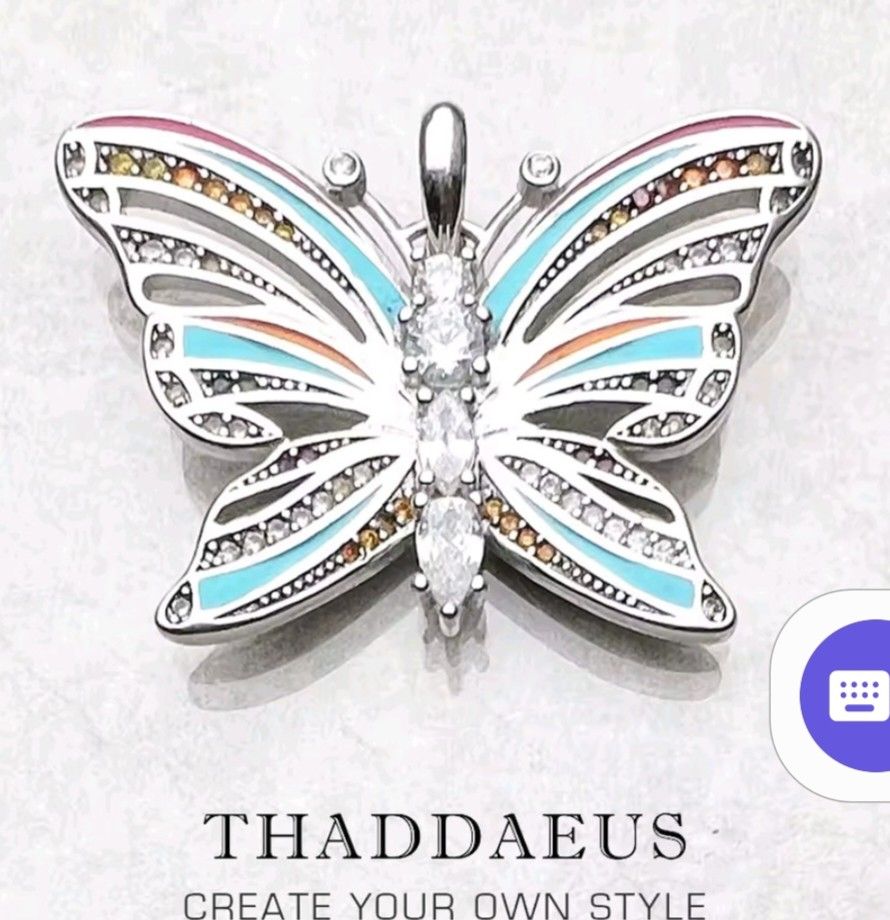 925 Sterling Silver Tropical Summer Butterfly Pendant Jewelry Pendant Necklace 