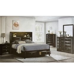 4- Pc Bedroom set Dresser,Mirror  Nightstand (1) Queen size bed frame  Not including Mattress and Box Sp