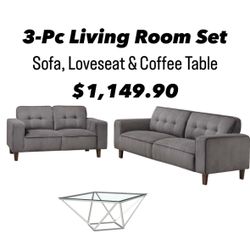 3-Pc Living Room Set. $53 Down Payment