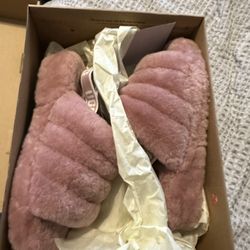 NEW UGG FLUFF YEAH SLIDE PINK DAWN SLINGBACK SLIPPERS 