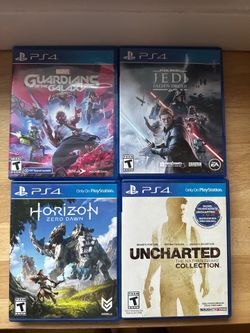 PS4 game bundle - guardians of the galaxy, Star Wars, uncharted, and horizon