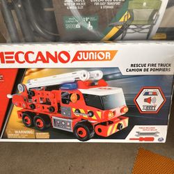 Meccano Junior, Rescue Fire Truck with Lights and Sounds STEAM Building Kit, for Kids Aged 5 and up
