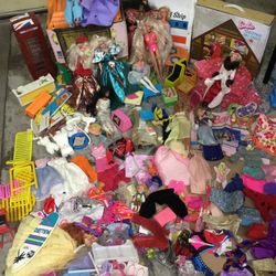 Vintage Barbie Dolls, Furniture, Clothes, Airplane And House 1960 And 70s