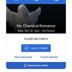 My Chemical Romance Ticket 10/12 @ Kia Forum