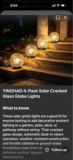 YINGHAO 4-Pack Solar Cracked Glass Globe Lights