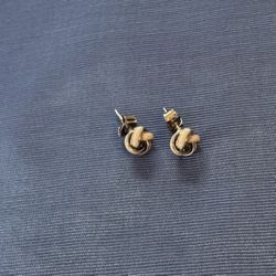 Silver tiny Knot Earrings w Mother of Pearl Enameling NEW!!  