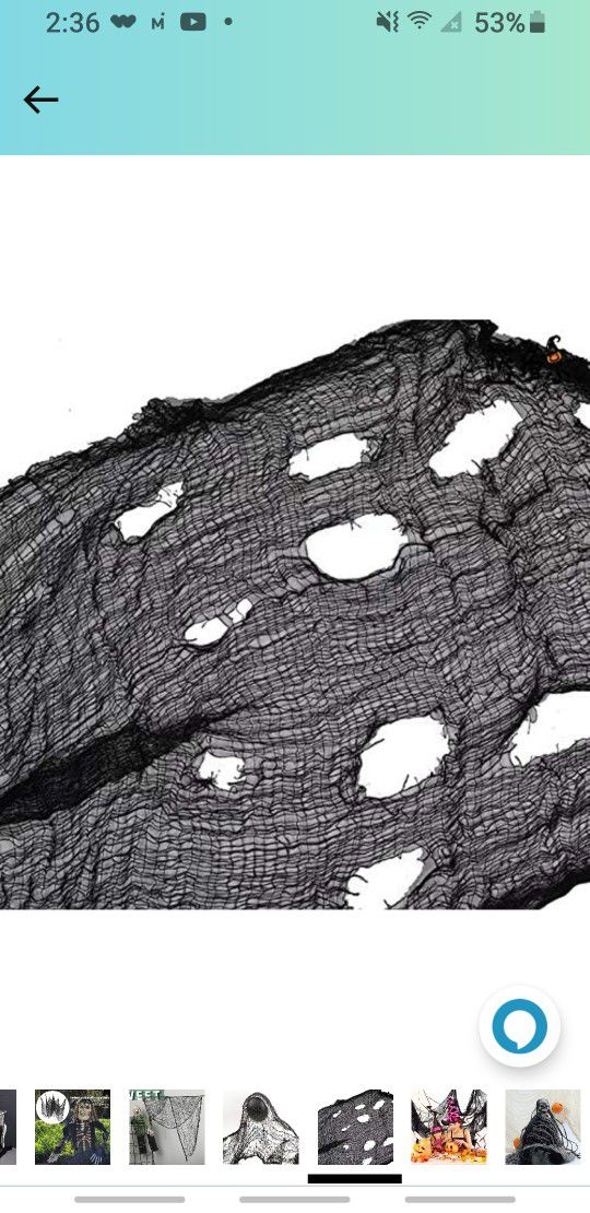 Halloween Black Creepy Cloth Decoration Ghost Atmosphere Tattered Fabric Gauze, 30x95 Inch

