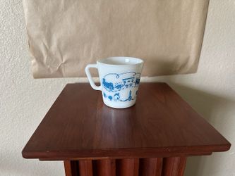1960's Vintage Pyrex "Blue Train" (or Choo Train) Children's MilkGlass Mug