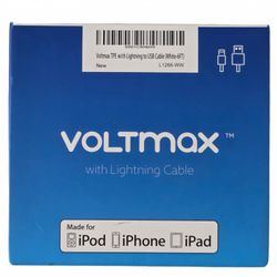 Voltmax MFi Certified Lightning to USB Charging Cable 6FT White iPhone iPad iPod