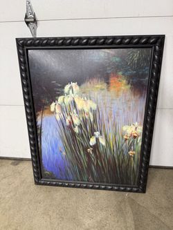 Framed Floral Pond Canvas Wall Art