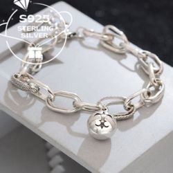 Sterling Silver Ball Charm Bracelet 