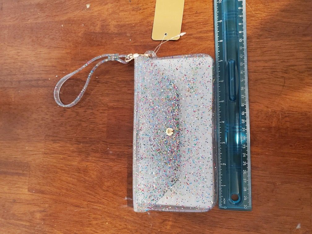 Jelly Wristlet / Wallet With Glitter Detail NWT