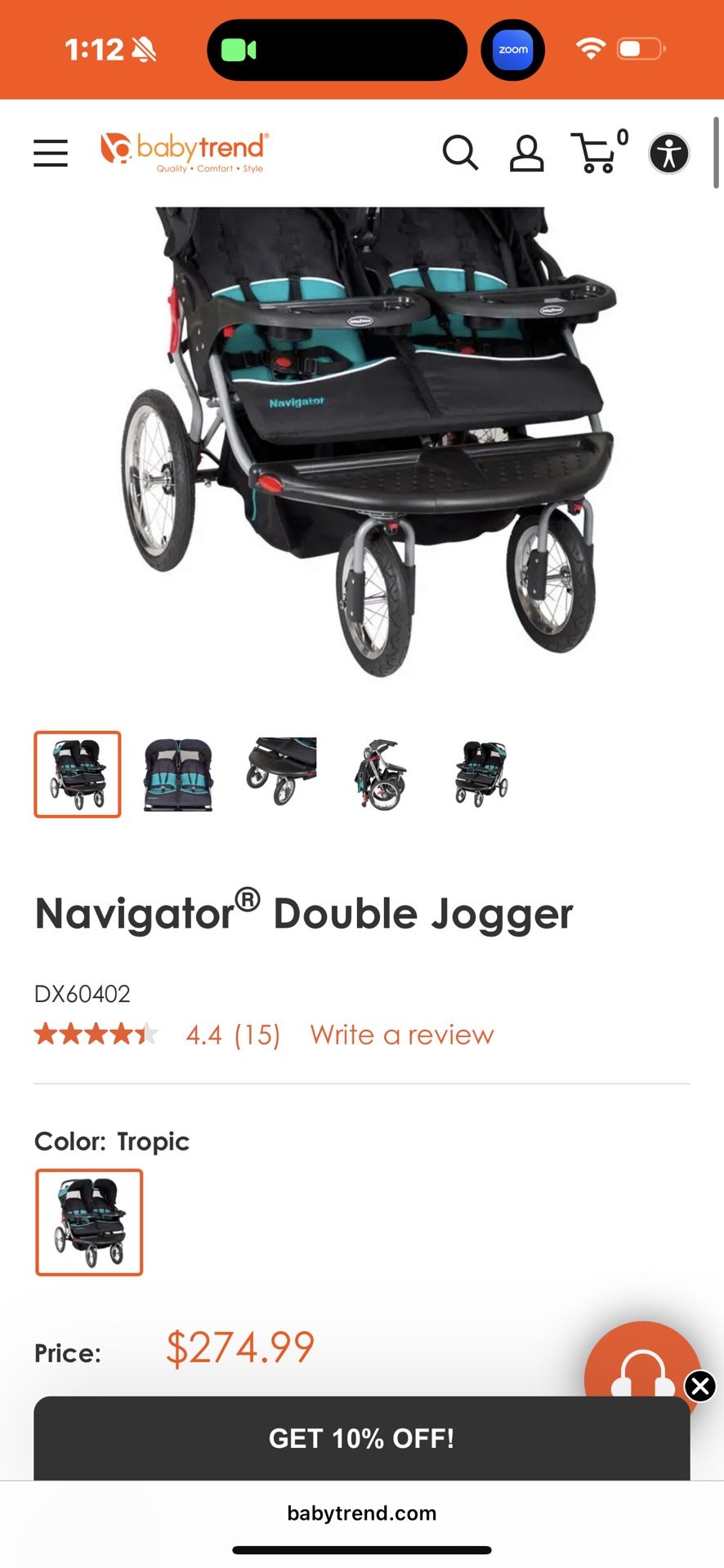 Navigator baby trend double jogging stroller