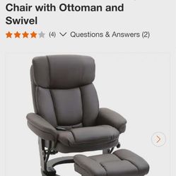 New brown pu leather massage chair with ottoman & swivel