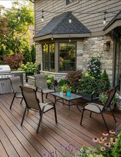 6 Piece Patio Deck outdoor furniture Table chairs Bench Set – Seats 6 - includes bench cushion