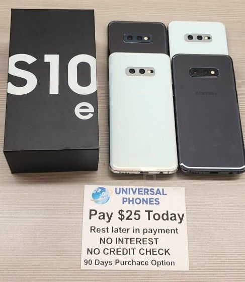 Samsung Galaxy S10e 128gb Unlocked, FREE Smartwach/ Headphones. Pay $1 Today Rest in payments. NO CREDIT NEEDED FINANCING