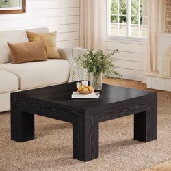 New in the box 39.4 in. Dark black Square Wood Coffee Table for Living Room, Farmhouse Small Square Center Table D869) Color black