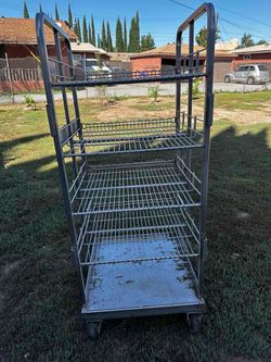 Make a offer Commercial Rolling Wire Shelf Cart